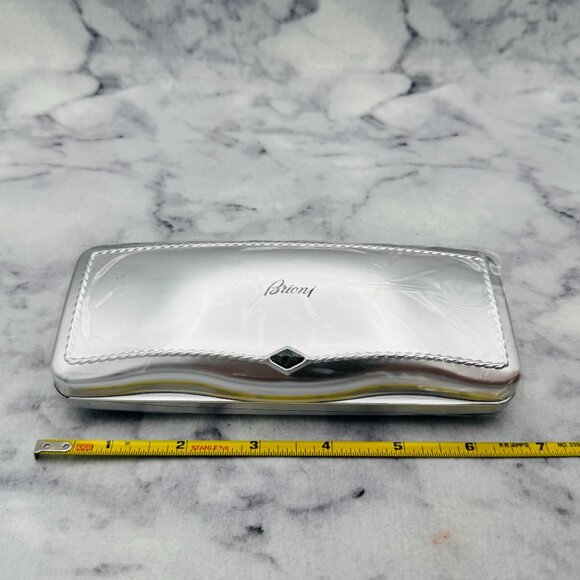 Brioni Sunglasses Eyeglasses Case,Silver Metallic Hard Clamshell , Black Inner - Picture 6 of 11